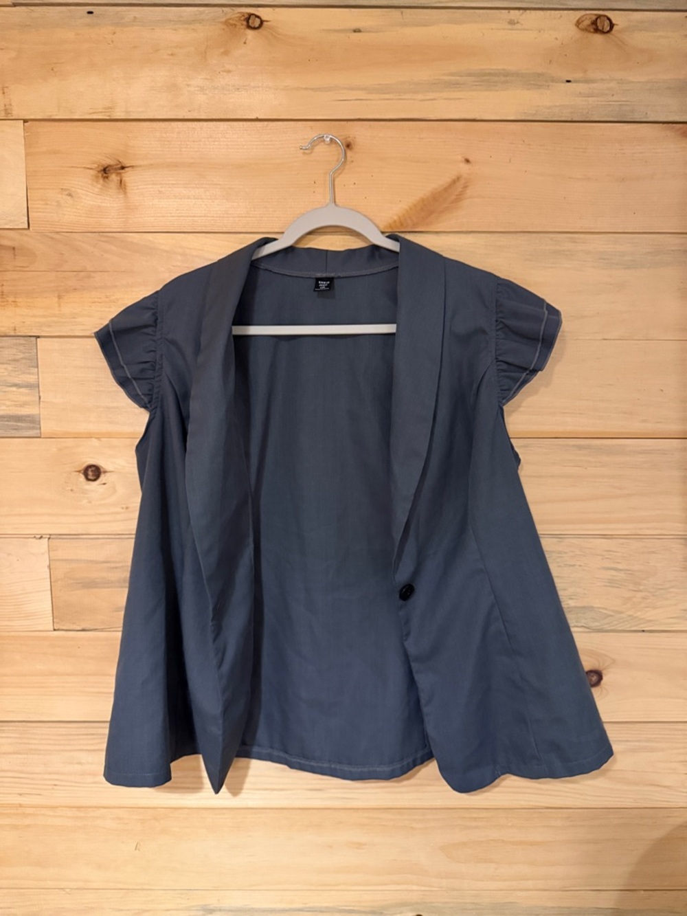 SHEIN Slate Blue Short Sleeve Open Front Blazer